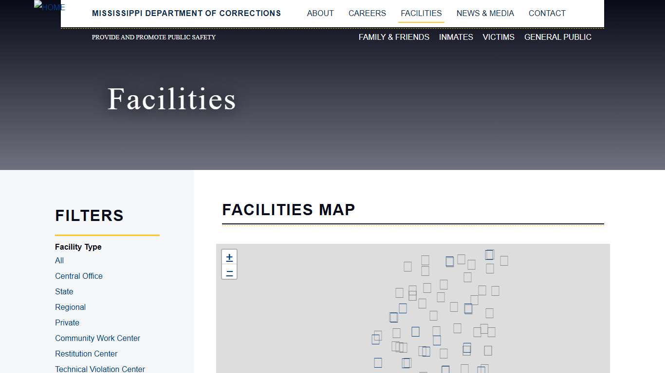 Facilities Map Mississippi Department of Corrections